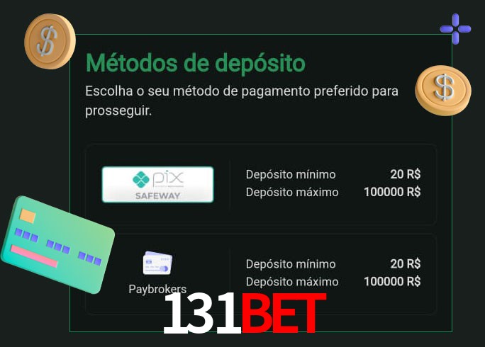 O cassino 131Bet oferece uma grande variedade de métodos de pagamento